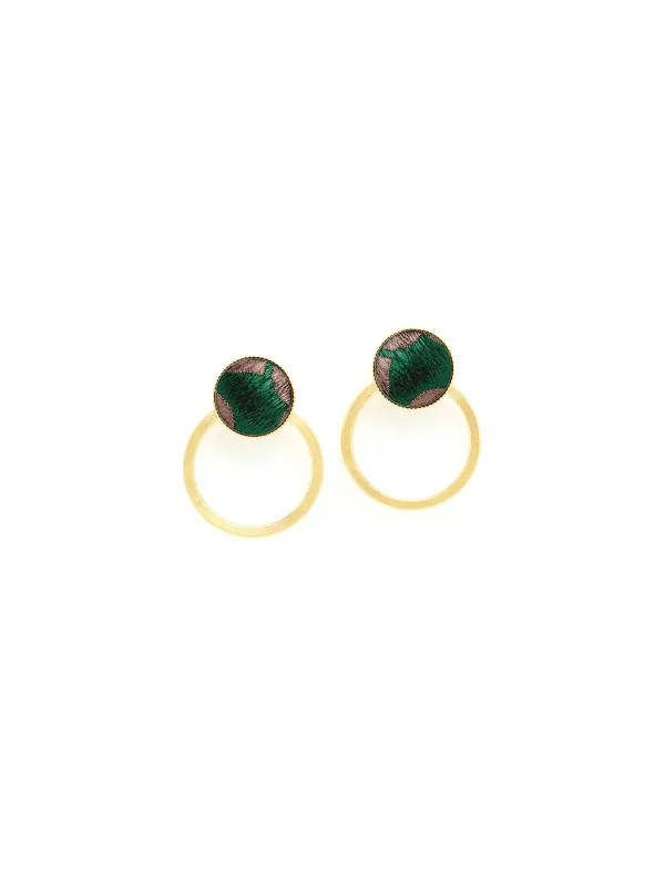 Boucles d&#39;oreilles dorées et vert art deco - Céleste