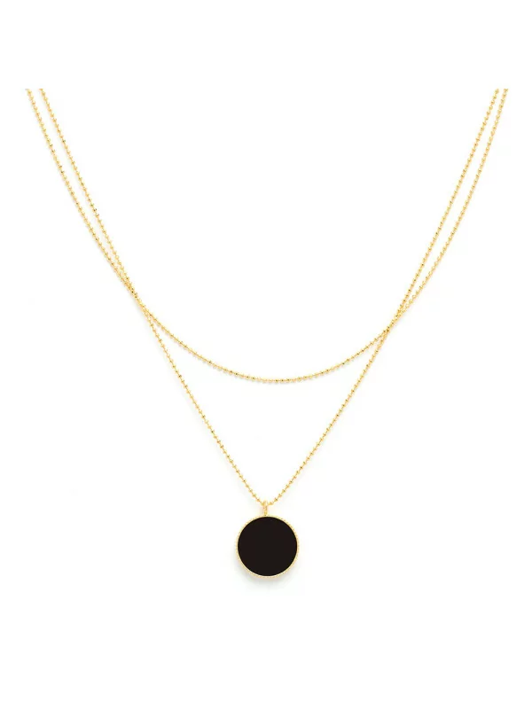 Collier double doré et noir - Céleste