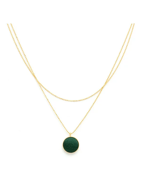 Collier double doré et vert - Céleste