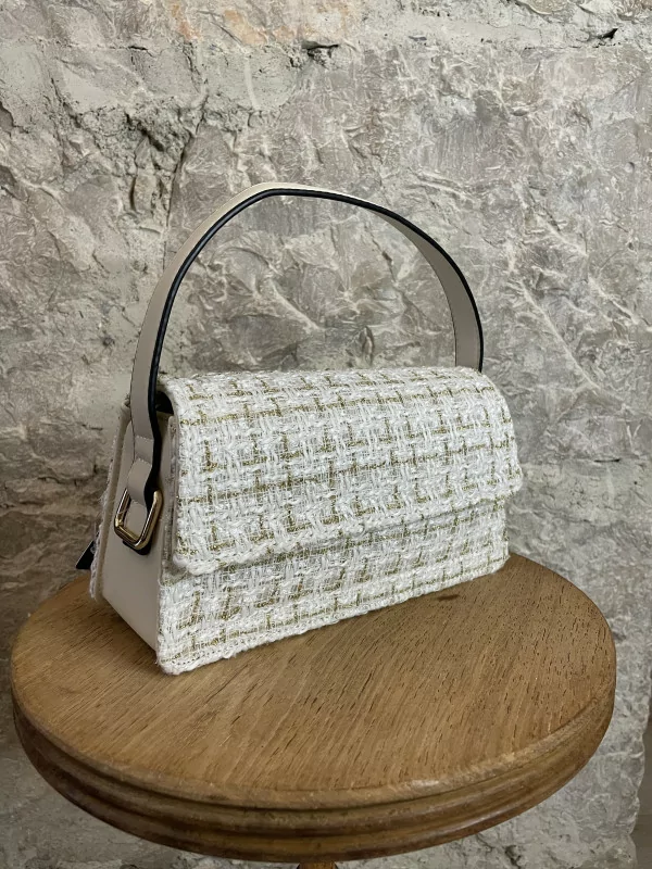 Petit Sac à mains tweed beige - Gallantry