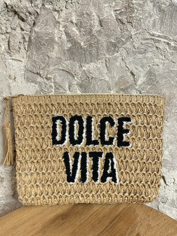 Pochette en raphia Dolce Vita