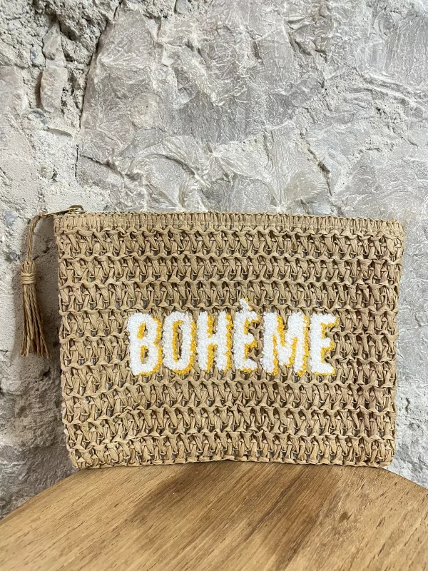 Pochette en raphia Bohème