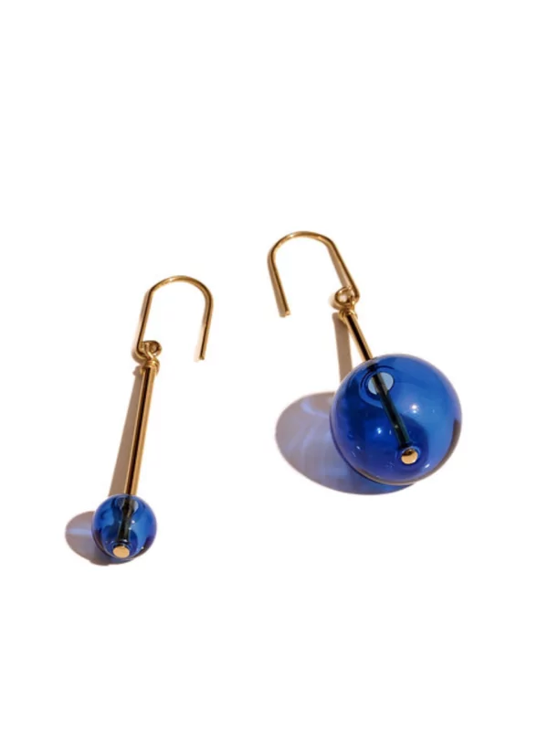 Boucles d'oreilles dorées et bleues - Mobile