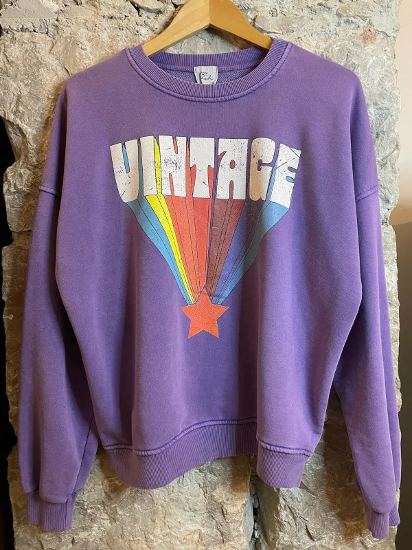 Sweat violet logo Vintage - Retro Taille unique